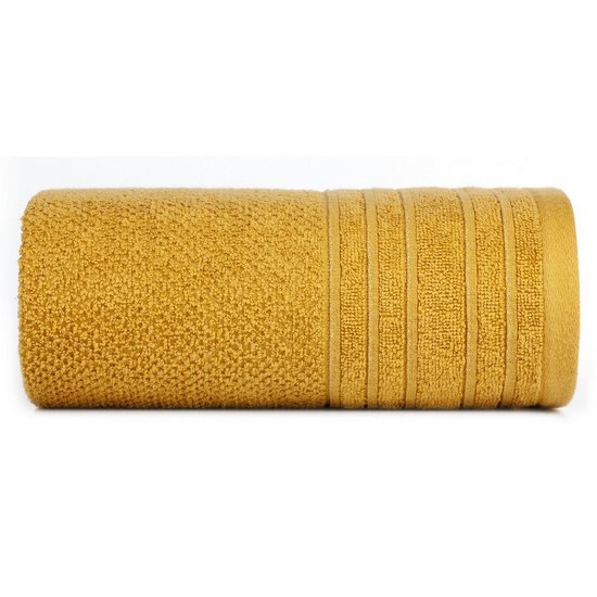 Ręcznik łazienkowy GLORY 3 z błyszczącą bordiurą Eurofirany - 30 x 50 cm - musztardowy
