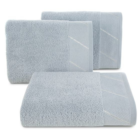 EVITA bawełniany ręcznik kąpielowy z błyszczącą bordiurą Eurofirany - 50 x 90 cm - jasnoszary