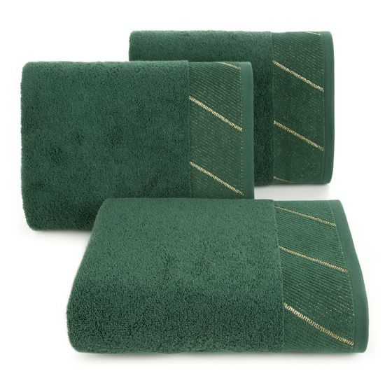 EVITA bawełniany ręcznik do rąk z błyszczącą bordiurą Eurofirany - 30 x 50 cm - butelkowy zielony