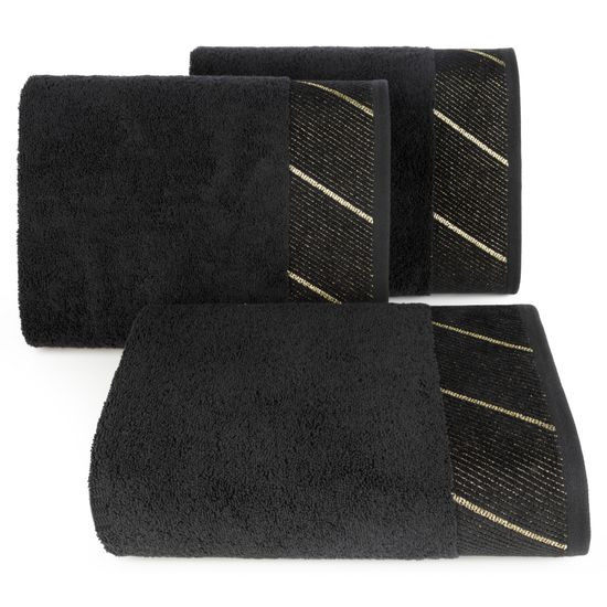 EVITA bawełniany ręcznik do rąk z błyszczącą bordiurą Eurofirany - 30 x 50 cm - czarny