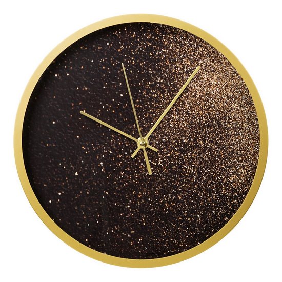 Czarny zegar ścienny zdobiony złotym brokatem 78x8 cm Eurofirany - 78 x 6 x 78 cm - czarny
