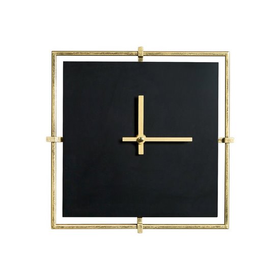 Zegar ścienny nr 22A czarno-złoty w stylu nowoczesnym kwadratowy  Eurofirany - 40 x 5 x 40 cm - czarny