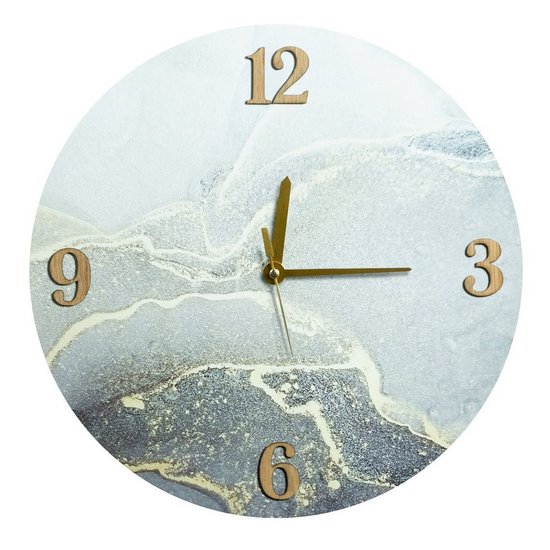 Okrągły zegar ścienny w nowoczesnym stylu Eurofirany - 60 x 5 x 60 cm - srebrny
