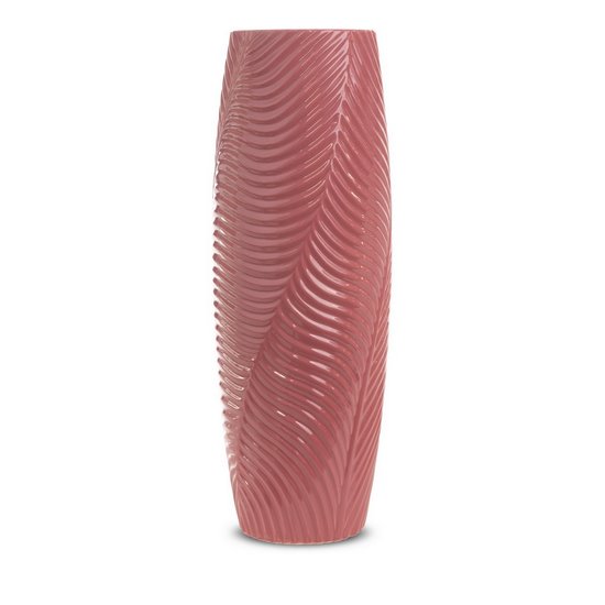 Wazon ceramiczny SENA z wytłaczanym wzorem - ∅ 18 x 50 cm - różowy
