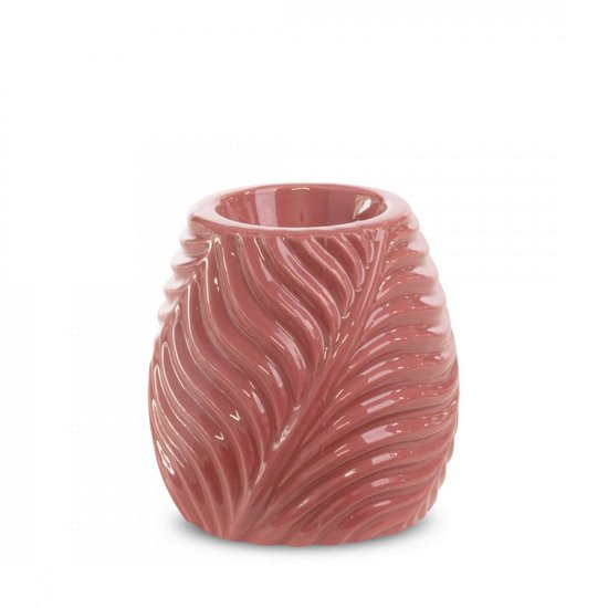 Świecznik ceramiczny SENA z wytłaczanym wzorem - ∅ 10 x 10 cm - różowy