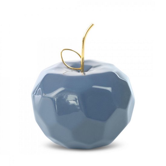 Figurka APLE granatowe jabłko ze złotym ogonkiem w nowoczesnym stylu Eurofirany - 13 x 13 x 10 cm - granatowy