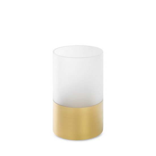 Świecznik dekoracyjny LUNA 5 biało-złoty szklany o klasycznym kształcie Limited Collection Eurofirany - ∅ 15 x 25 cm - biały