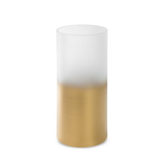 Świecznik dekoracyjny BLANCA 7 biało-złoty szklany o klasycznym kształcie Limited Collection Eurofirany - ∅ 15 x 35 cm
