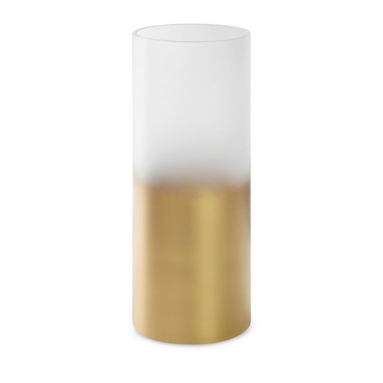 Świecznik dekoracyjny BLANCA 7 biało-złoty szklany o klasycznym kształcie Limited Collection Eurofirany - ∅ 15 x 40 cm - biały