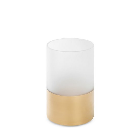 Świecznik dekoracyjny BLANCA 7 biało-złoty szklany o klasycznym kształcie Limited Collection Eurofirany - ∅ 12 x 15 cm