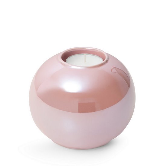 Świecznik SIMONA 1 różowy z perłowym połyskiem w kształcie kuli Eurofirany - ∅ 10 x 8 cm - różowy