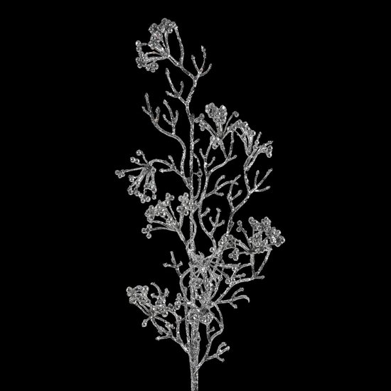Srebrna gałązka na choinkę ostrokrzew z warstwą szronu 78 cm Eurofirany - 73 cm - srebrny