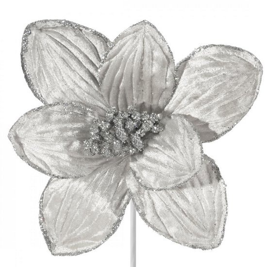 Szampański kwiat z brokatowym wykończeniem na choinkę 20 cm Eurofirany - 20 cm - szampański