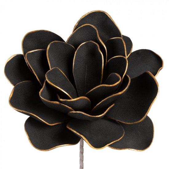 Sztuczny kwiat czarny FLORE 683 ze złotymi brzegami wykonany z pianki foamiran 60 cm Eurofirany - ∅ 27 x 60 cm - czarny
