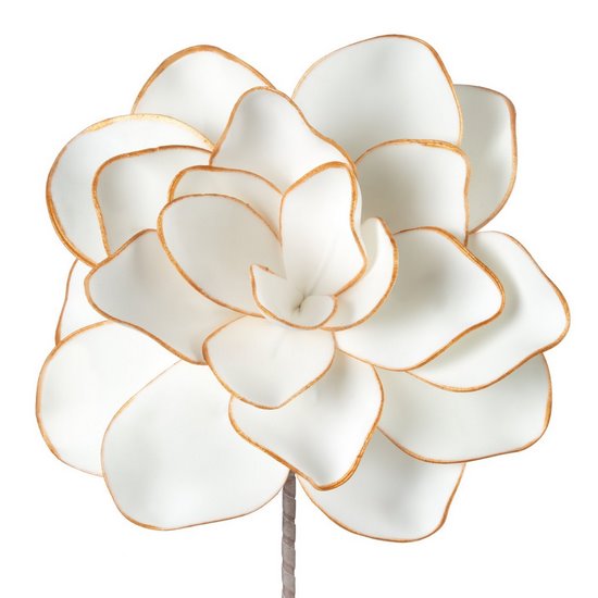 Sztuczny kwiat biały FLORE 683 ze złotymi brzegami wykonany z pianki foamiran 60 cm Eurofirany - ∅ 27 x 60 cm - biały