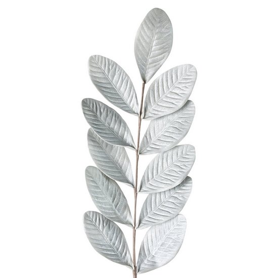 Liść dekoracyjny ze srebrnymi listkami  Eurofirany - 100 cm - srebrny