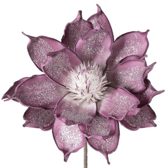 Fioletowy sztuczny kwiat do bukietów duży z drobnym brokatem 80 cm Eurofirany - ∅ 40 x 80 cm - fioletowy