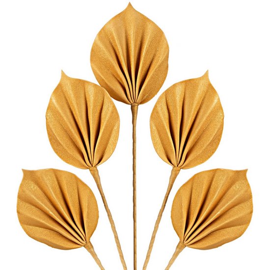 Ozdobna gałązka dekoracyjna złote liście z pianki 76 cm Eurofirany - 76 cm - złoty