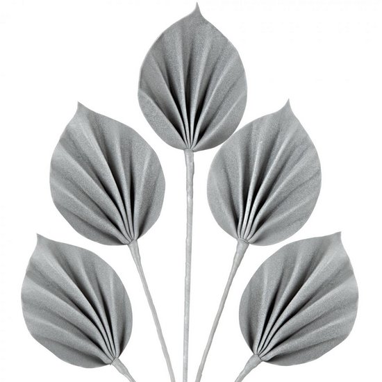 Sztuczna gałązka dekoracyjna srebrne liście Eurofirany - 76 cm - srebrny