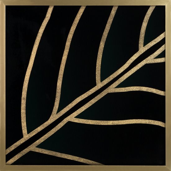 Obraz ciemnozielony LILI 3 drukowany z motywem roślinnym Limited Collection Eurofirany - 53 x 53 cm - czarny