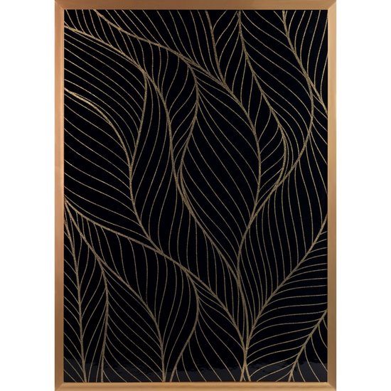 Obraz czarny LOTOS 4 drukowany z motywem botanicznym Limited Collection Eurofirany - 53 x 73 cm