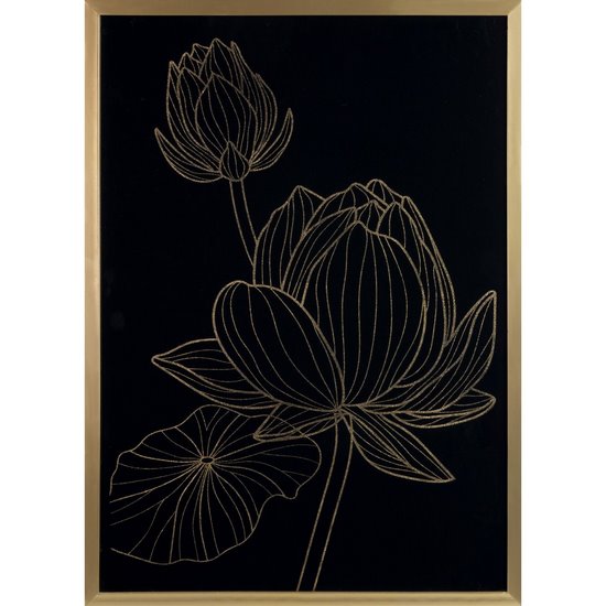 Obraz czarny LOTOS 7 drukowany z motywem botanicznym Limited Collection Eurofirany - 53 x 73 cm - czarny