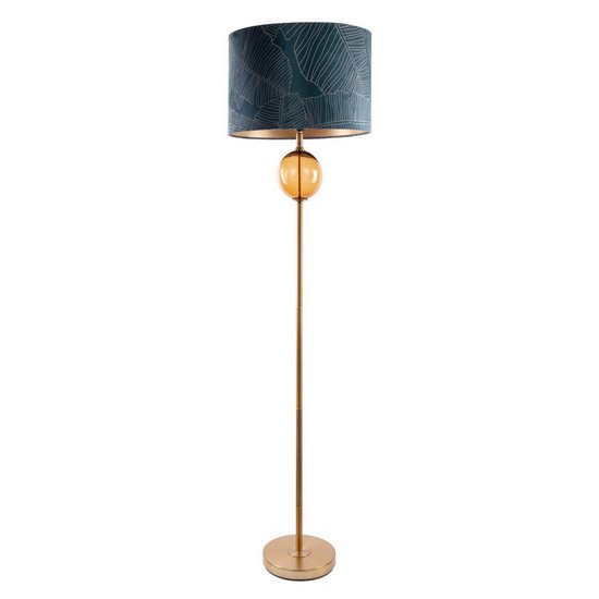 Lampa granatowo-złota MUSA 2 z welwetowym abażurem i szklaną podstawą Limited Collection Eurofirany - ∅ 46 x 165 cm