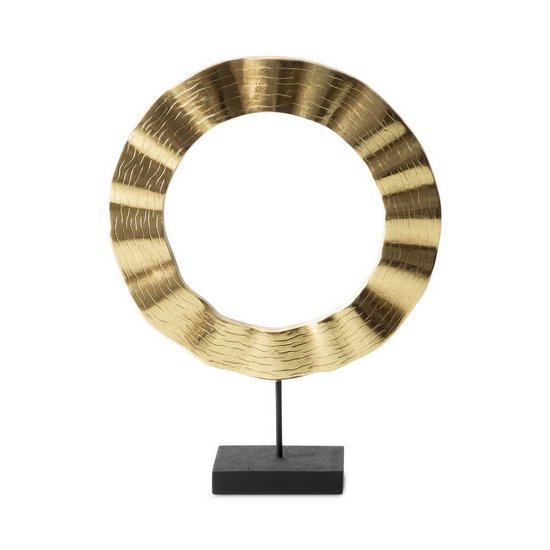 Figurka dekoracyjna KALI złota obręcz w nowoczesnym stylu Eurofirany - 30 x 7 x 40 cm - złoty
