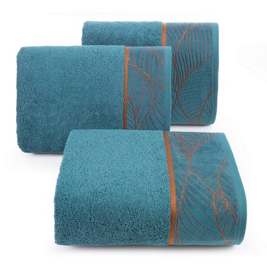 LOTOS 4 ręcznik kąpielowy z żakardową bordiurą Limited Collection Eurofirany - 50 x 90 cm - turkusowy