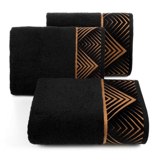 VICTORIA 2 ręcznik kąpielowy z żakardową bordiurą Limited Collection Eurofirany - 50 x 90 cm - czarny