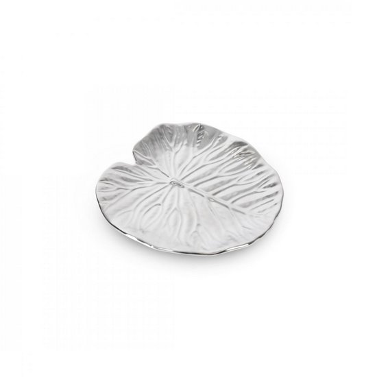 Patera dekoracyjna KALINA srebrna liść nenufaru Eurofirany - 16 x 16 x 2 cm - srebrny