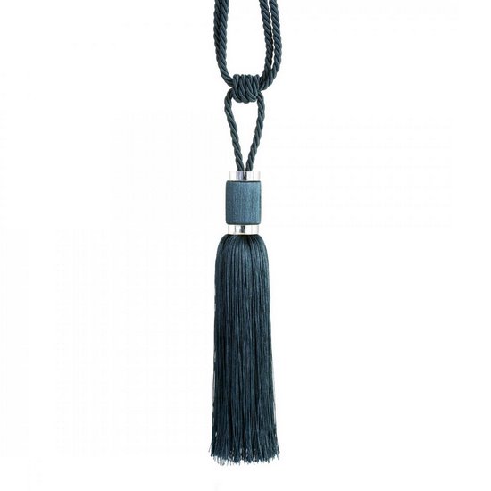 Dekoracyjny sznur DINA ciemnoniebieski do upięć z chwostem Eurofirany - 60 x 25 cm - ciemnoniebieski