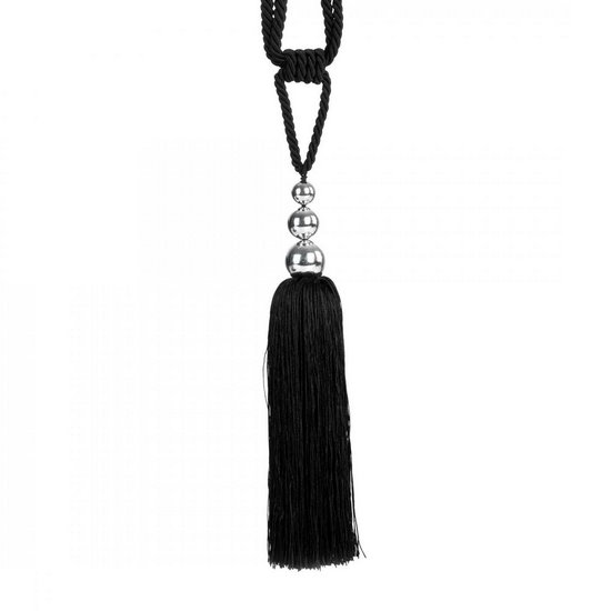 Dekoracyjny sznur EMILIA czarny do upięć z chwostem Eurofirany - 60 x 26 cm - czarny