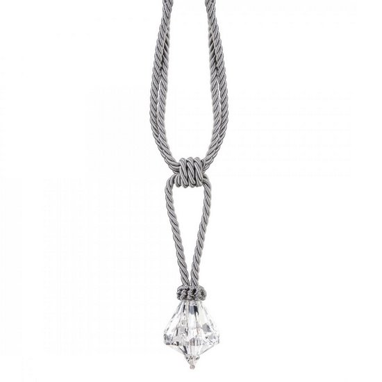Dekoracyjny sznur TONI srebrny do upięć z chwostem Eurofirany - 44 cm - srebrny