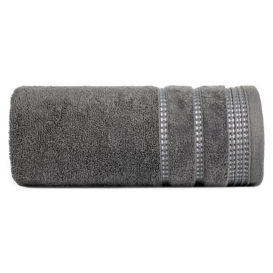 Ręcznik kąpielowy AMANDA z delikatną ozdobną bordiurą Eurofirany - 50 x 90 cm - stalowy
