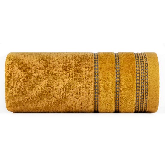 Ręcznik kąpielowy AMANDA z delikatną ozdobną bordiurą Eurofirany - 70 x 140 cm - musztardowy
