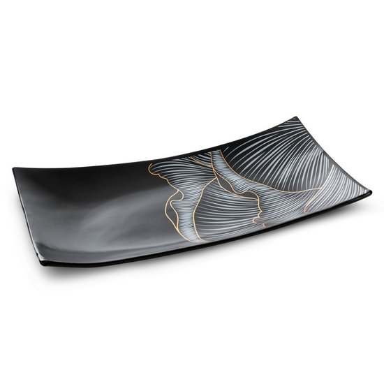 Patera ceramiczna PEONIA 1 czarna o kształcie prostokąta Limited Collection Eurofirany - 41 x 21 x 9 cm