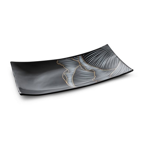 Patera ceramiczna PEONIA 1 czarna o kształcie prostokąta Limited Collection Eurofirany - 30 x 15 x 5 cm