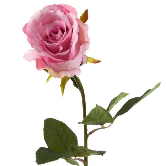 RÓŻOWA RÓŻA KLASYCZNY SZTUCZNY KWIAT 63 cm EUROFIRANY - dł. 63 cm śr. kwiat 7 cm/7 cm - różowy