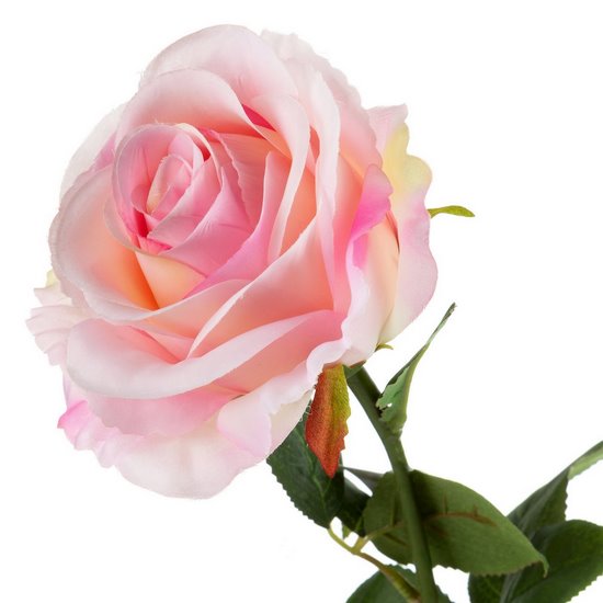 Sztuczny kwiat różowa RÓŻA pełna rozwinięta 1szt  64 cm Eurofirany - ∅ 10 x 62 cm - różowy
