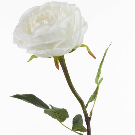 BIAŁA RÓŻA STULISTNA SZTUCZNY KWIAT 68 cm 1szt EUROFIRANY - dł. 68 cm śr. kwiat 12 cm - biały