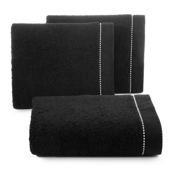 Ręcznik DAISY z dekoracyjnym z ozdobną stębnówką na bordiurze Eurofirany - 30 x 50 cm - czarny