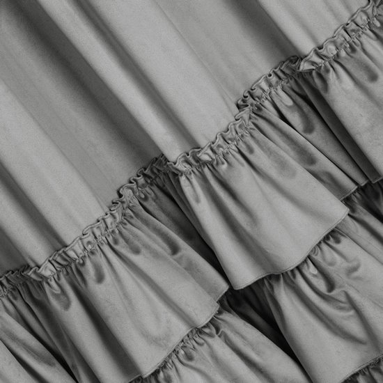 Zasłona CHARLOTTE z welwetu z ozdobnymi falbanami Eurofirany - 140 x 250 cm - stalowy