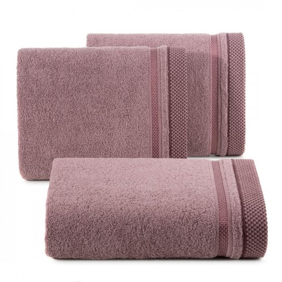 KINGA bawełniany ręcznik łazienkowy z żakardową bordiurą Eurofirany - 50 x 90 cm - liliowy