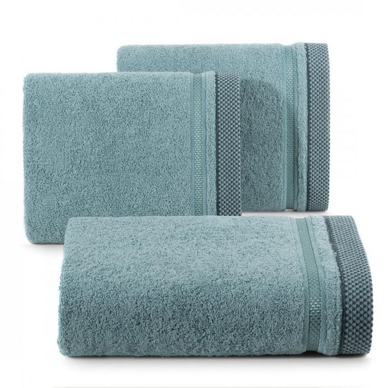 KINGA bawełniany ręcznik łazienkowy z żakardową bordiurą Eurofirany - 50 x 90 cm - niebieski