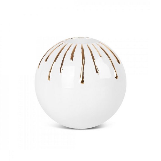 Świecznik ceramiczny LUIS biały z efektem złotych kropel Eurofirany - ∅ 12 x 11 cm - biały