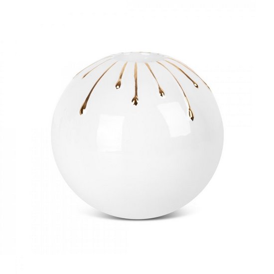 Świecznik ceramiczny LUIS biały z efektem złotych kropel Eurofirany - ∅ 15 x 13 cm - biały