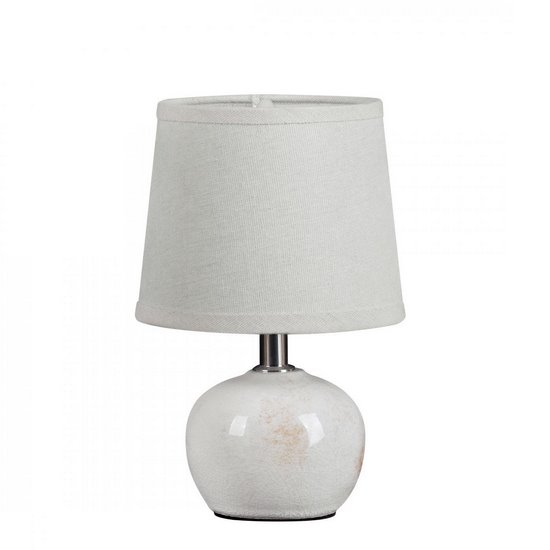 LUKA BIAŁO - BEŻOWA LAMPA STOŁOWA NA CERAMICZNEJ PODSTAWIE 15x22 cm EUROFIRANY LUKA BIAŁO - BEŻOWA LAMPA STOŁOWA NA CERAMICZNEJ PODSTAWIE 15x22 cm EUROFIRANY - ∅ 15 x 22 cm