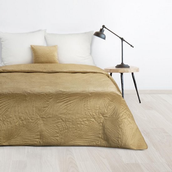 Luiz 4 beżowa narzuta z welwetu z botanicznym pikowaniem na łóżko do sypialni 220x240 cm Design91 Luiz 4 beżowa narzuta z welwetu z botanicznym pikowaniem na łóżko do sypialni 220x240 cm Design91 - 220 x 240 cm