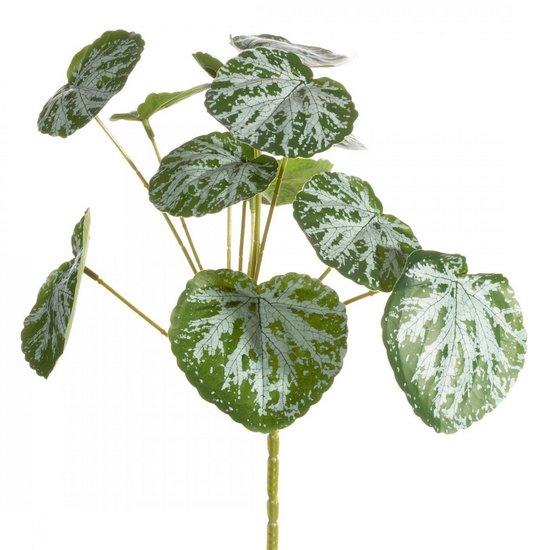 Sztuczne liście dekoracyjne BEGONIA zielono-srebrne Eurofirany - 30 cm - zielony